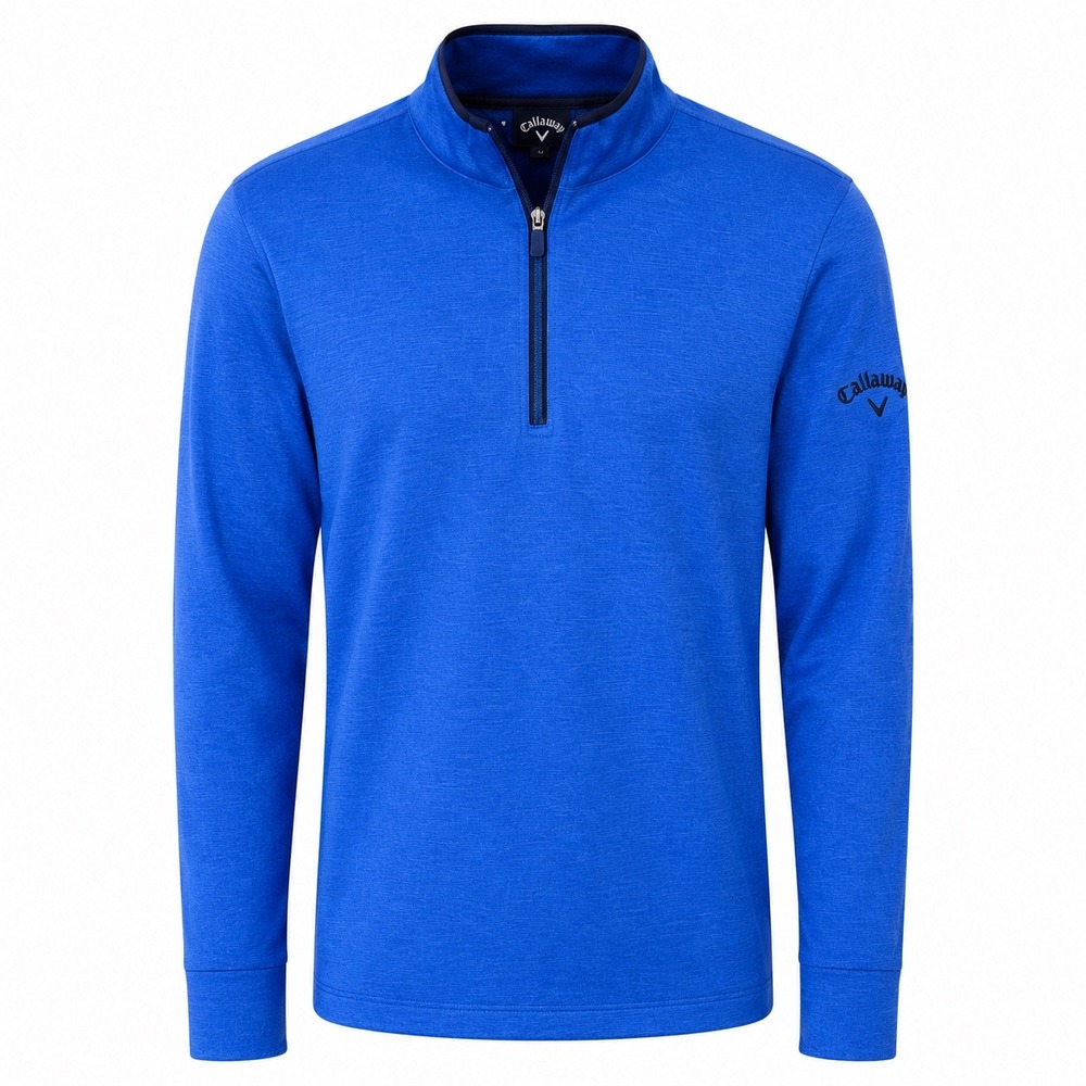 Callaway Weather Series Mens XXL Blue Quarter Zip Pullover Golf Top Performance